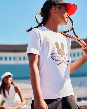 Tees Psycho Bunny Courtside Graphic Tee Blanche Enfant | LIQ-22877665